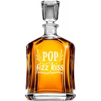 Degvīna Karafe ar Uzrakstu - "Pop Fizz Kiss" ,Dāvana Vīrietim Ziemassvētkiem, Izmērs 700Ml