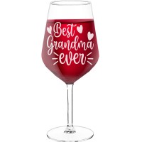 With Engraved Text - "Best Grandma Ever", Gift for Wine Lover, Size 530ml