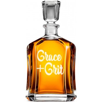 Whiskey Glass Decanter With Engraved Text -