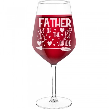 Wine Glass Gift With Engraved Text - "Father Of The Bride", Wine Lover Gifts, Size 530ml