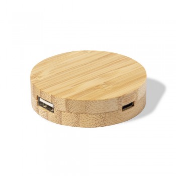 Hub with 2 USB 3.0 ports and USB type C port, bamboo body AIV1142-00