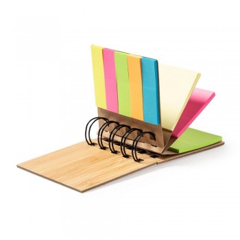 Memo holder with bamboo cover, sticky notes, 75 sticky notes 5 x 7,5 cm, 125 mini sticky notes 1,5 x 5 cm AIV0265-18