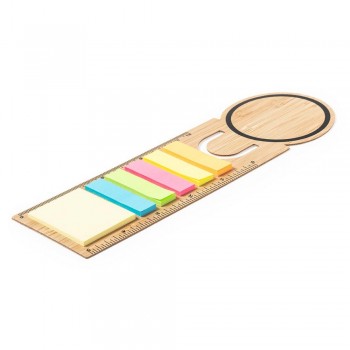 Bamboo memo holder, sticky notes, bookmark, ruler, 15 sticky notes 4 x 4,5 cm, 75 mini sticky notes 1,2 x 4,5 cm AIV0267-18