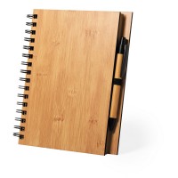 Bamboo notebook approx. A5 with ball pen