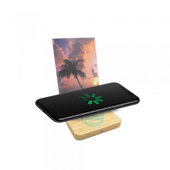 Bamboo wireless charger 10W, photo frame (10 x 15 cm), USB type C input, USB type C cable included AIV0176-00