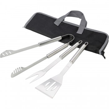 Barbecue set 3 pcs in carry pouch, includes: spatula, tongs and fork AIV8646-32