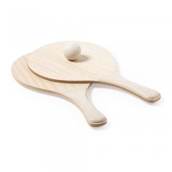 Beach game, tennis, wood and wheat straw rackets, ball included AIV8361-17