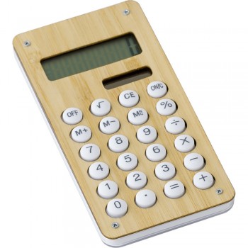 Calculator with 8 digit display, maze game, solar panel, bamboo front AIV8303-17