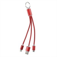 Keyring, charging cable set with 3 plugs: USB, USB type C and micro USB AIV0345-05