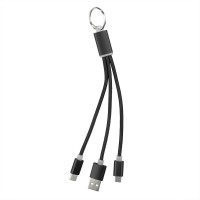 Keyring, charging cable set with 3 plugs: USB, USB type C and micro USB AIV0345-03