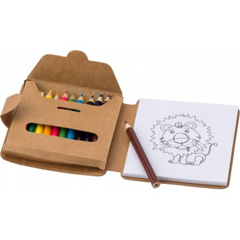 Drawing set, 12 coloured pencils and 12 pictures for colouring AIV8093-00