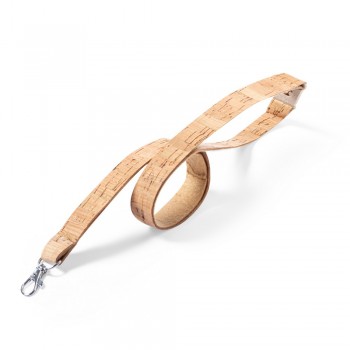 Lanyard with safety catch, made of natural cork, wheat straw and PP elements AIV0229-00