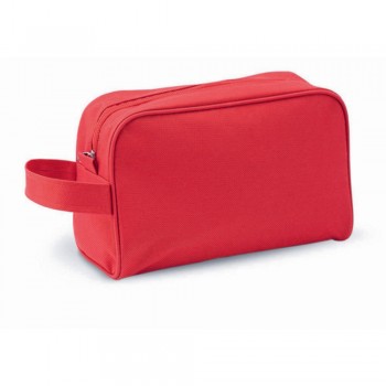 Cosmetic bag with zipped main compartment and carrying strap AIV8957-05
