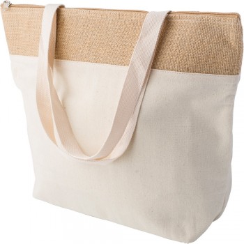 Cotton and jute cooler bag, aluminium interior, zipped main compartment, handles AIV4891-25