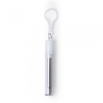 Extendable stainless steel drinking straw with silicone mouthpiece, reusable, cleaner and case with carabiner clip included AIV8809-02