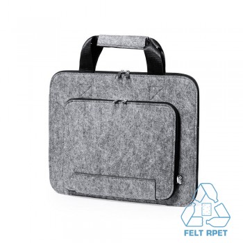 Document folder, zipped main compartment and front pocket, made from felt RPET AIV0254-15