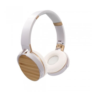 Wireless headphones BT 5.0, bamboo details, foldable, 200 mAh battery, working time: 6-8h, charging time: 1-2h, answering calls function, integrated microphone, TF card slot (not included), audio socket, working distance up to 10 m, USB rechargeable, micr