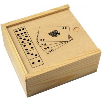 Game set in wooden box: playing cards and dice AIV6209-00