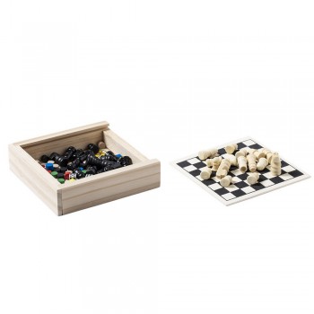 Game set in wooden box 3 in 1: chess, ludo, checkers AIV8099-00