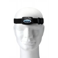 Head torch with 5 LED lights in plastic casing and strap for head adjustment AIV5528-03