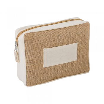 Jute cosmetic bag, zipped main compartment AIV0035-16