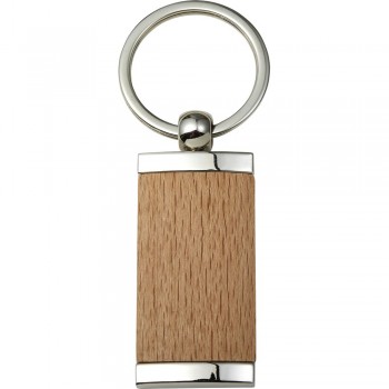 Rectangular keyring with beechwood element AIV0635-17