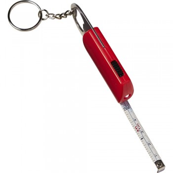 Keyring, bottle opener with 1 white LED and measuring tape 1 m AIV9458-05