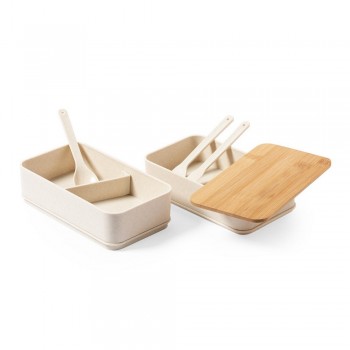 Lunch box 2 pcs, 2x700 ml, including fork, knife, spoon, bamboo lid, combined with strap AIV8217-00