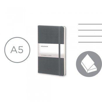 MOLESKINE notebook (approx. A5, large), 240 lined pages, hard cover, inner pocket, ribbon marker and elastic band for closing AIVM301-19