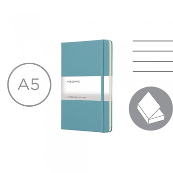 MOLESKINE notebook (approx. A5, large), 240 lined pages, hard cover, inner pocket, ribbon marker and elastic band for closing AIVM301-29