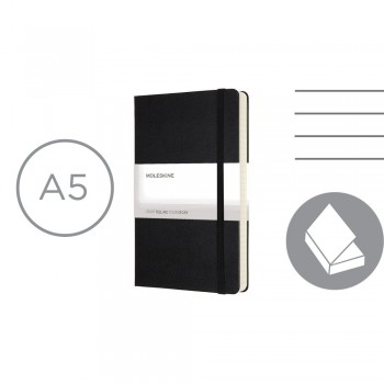 MOLESKINE EXPANDED notebook (approx. A5, large), 400 lined pages, hard cover, inner pocket, double ribbon marker, elastic band for closing AIVM307-03