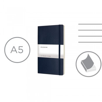 MOLESKINE notebook (approx. A5, large), 192 lined pages, soft cover, inner pocket, ribbon marker and elastic band for closing AIVM303-27
