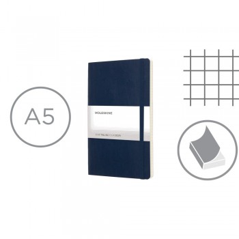 MOLESKINE notebook (approx. A5, large), 192 squared pages, soft cover, inner pocket, ribbon marker and elastic band for closing AIVM305-27