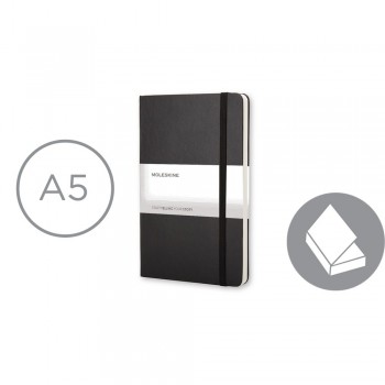 MOLESKINE notebook (approx. A5, large), 240 blank pages, hard cover, inner pocket, ribbon marker and elastic band for closing AIVM302-03