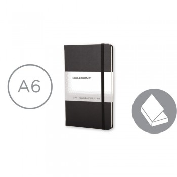 MOLESKINE notebook (approx. A6, pocket), 192 blank pages, hard cover, inner pocket, ribbon marker and elastic band for closing AIVM202-03