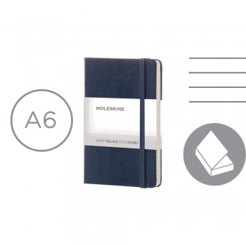 MOLESKINE notebook (approx. A6, pocket), 192 lined pages, hard cover, inner pocket, ribbon marker and elastic band for closing AIVM201-27