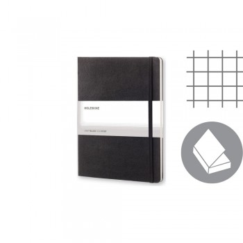 MOLESKINE notebook (approx. B5, XL), hard cover, 192 squared pages, inner pocket, ribbon marker and elastic band for closing AIVM406-03