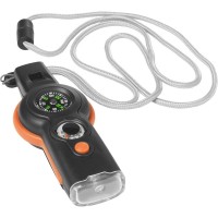 Multifunctional survival tool, functions: whistle, compass, thermometer (°F), light, mirror, magnifying glass and cord with safety closure AIV9740-07