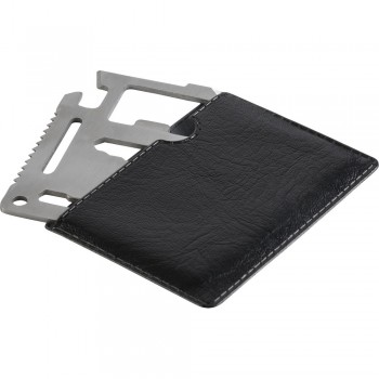 Multifunctional tool, 11 functions: knife, can opener, butterfly nut, saw, screwdriver, bottle opener, ruler and different sized wrenches, pouch included AIV9750-03