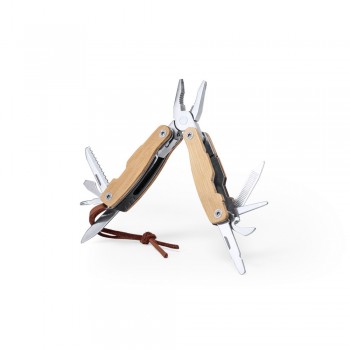Multifunctional tool with bamboo grip, 12 functions, pouch included AIV7254-00