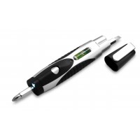 Multifunctional tool: screwdriver with 4 different screw bits, spirit level and blue LED light AIV5640-03