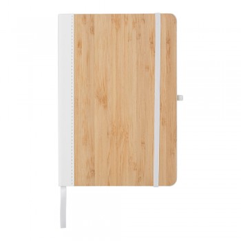 Notebook (approx. A5, 96 lined pages), bamboo hard cover, pen loop, elastic band for closing, ribbon marker AIV0038-02
