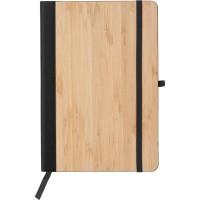 Notebook (approx. A5, 96 lined pages), bamboo hard cover, pen loop, elastic band for closing, ribbon marker AIV0038-03