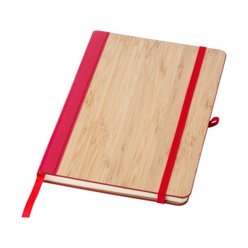 Notebook (approx. A5, 96 lined pages), bamboo hard cover, pen loop, elastic band for closing, ribbon marker AIV0038-05