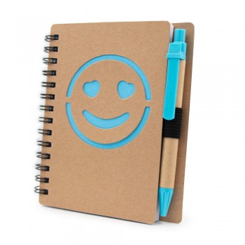 Notebook approx. B7 smiling face with ball pen | Dylan