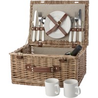 Picnic basket for 2 people, stainless steel cutlery with plastic handles, 2 ceramic plates and 2 ceramic mugs 210 ml AIV8647-00