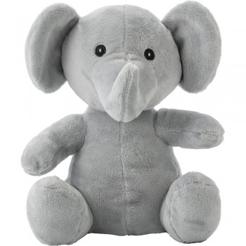 Plush elephant, embroidered eyes, nose, and mouth, includes a tag for printing AIV1634-19