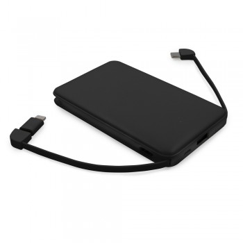 Power bank 5000 mAh with integrated cables, adapter included | Presley