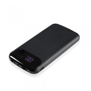 Mauro Conti power bank 8000 mAh, wireless charger 5W, works with mobile phones with inductive charging function, USB type C and micro USB inputs (max. 5V/2A), 2 USB outputs (max. 5V/2.1A), can charge two mobile devices simultaneously, digital display of p