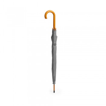 RPET automatic umbrella, 8 panels, manual closing system, metal ribs, wooden shaft and handle, velcro closing AIV0763-19
